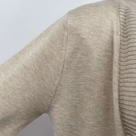 Premise Knit Ribbed Oatmeal Open Cardigan with Zip Pockets Small - Picture 5 of 14